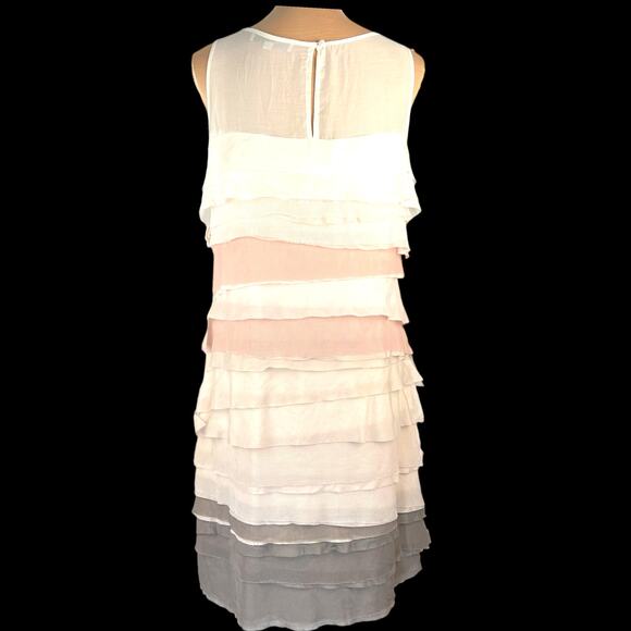 LOFT Layered Sheer Neutrals Sheath Dress 12  Feminine Coquette Twee Fairy  Y2K - Picture 3 of 6